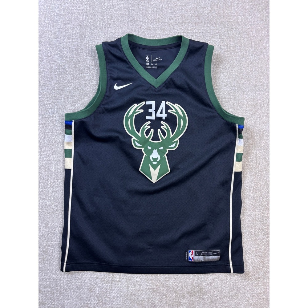 Nike Kids Milwaukee Bucks Giannis Antetokounmpo 34 Jersey Black Large 14-16